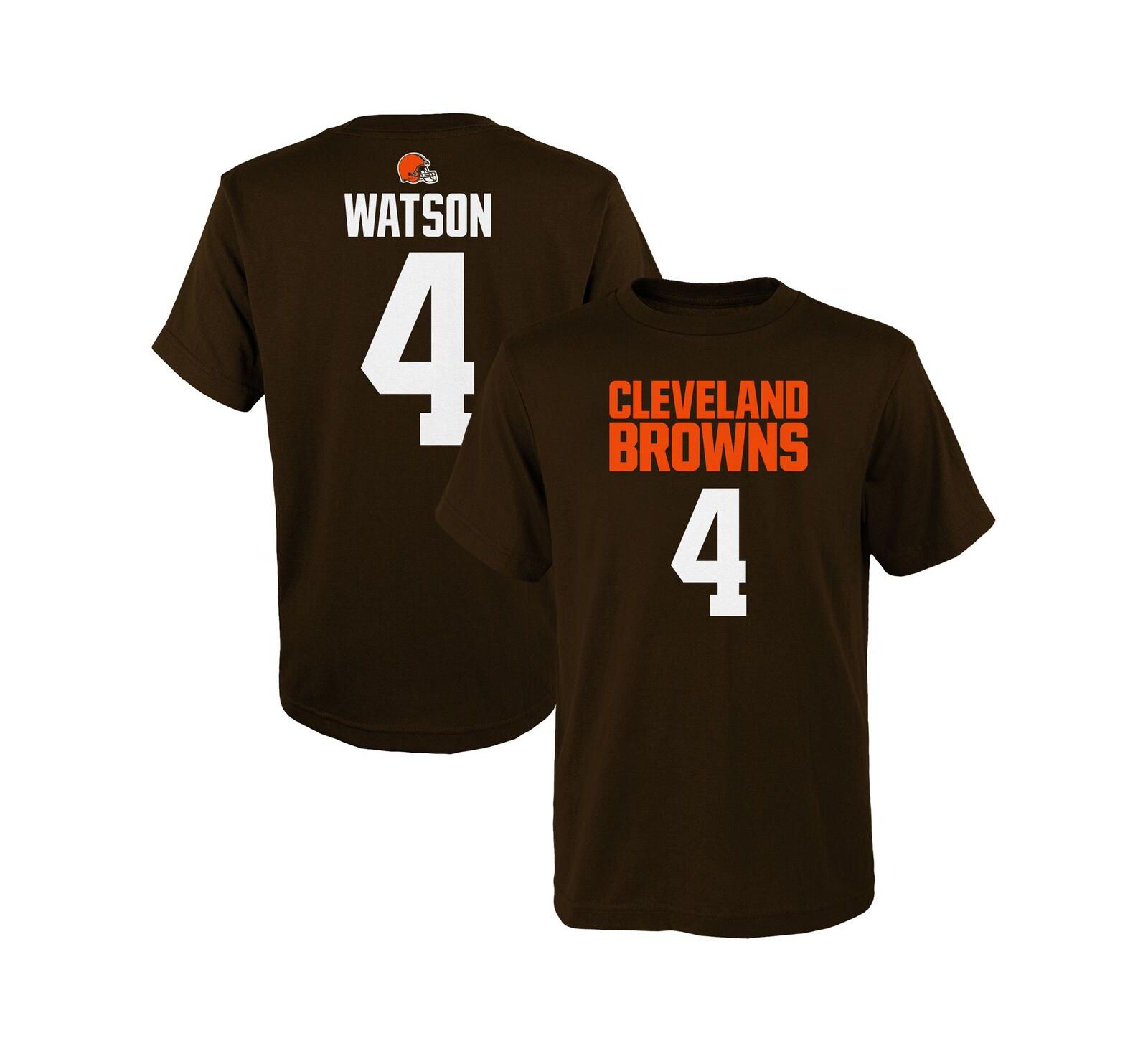 Детишкам Футболка Deshaun Watson Cleveland Browns Mainliner с именем и номером игрока, коричневая