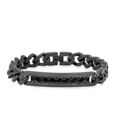 Браслет STEELTIME Black Ion Plating Thick Cuban Link Chain с имитацией черных бриллиантов