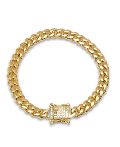 STEELTIME Браслет Miami Cuban Chain с имитацией бриллиантов и застежкой Box Clasp