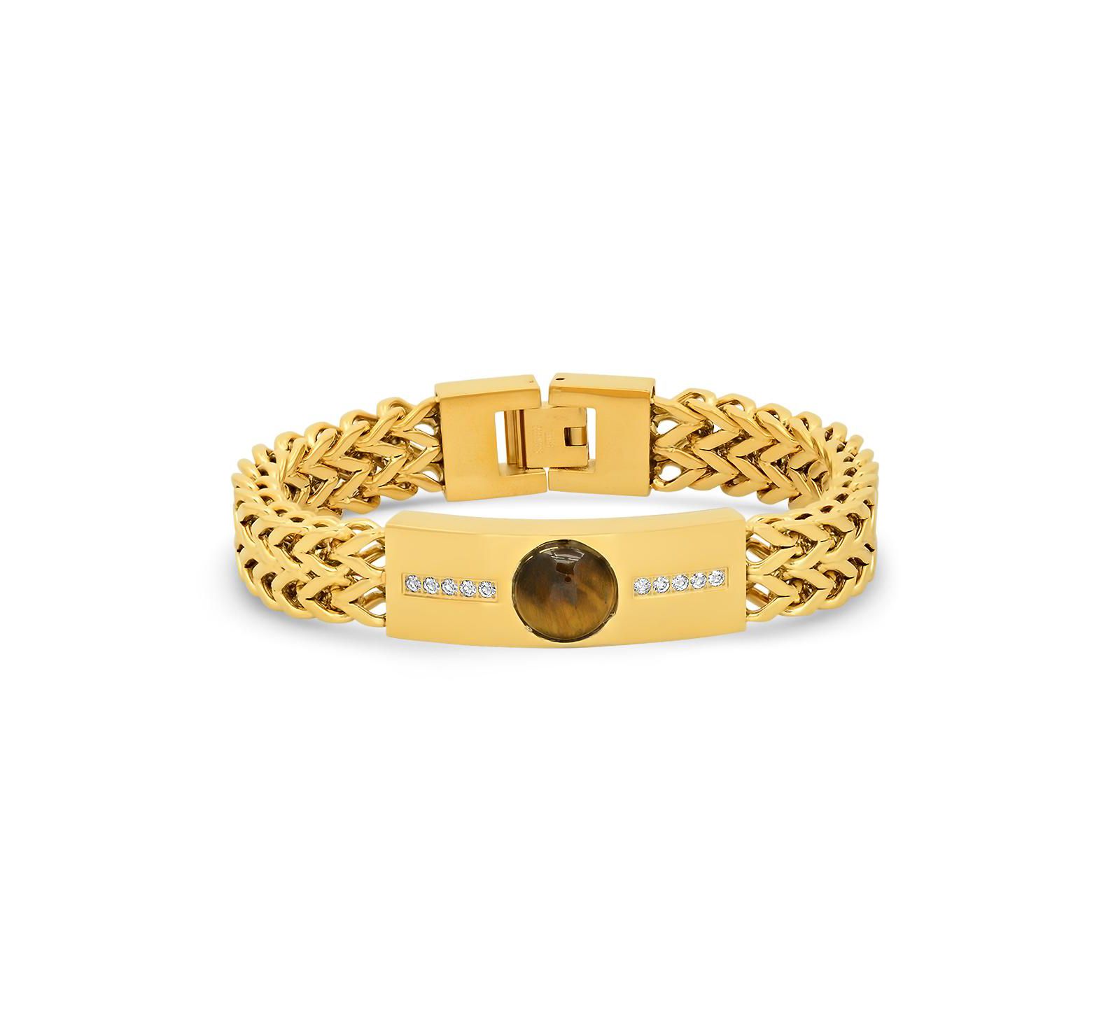 Браслет STEELTIME Tiger Eye и имитация бриллиантов с двойным звеном Wheat
