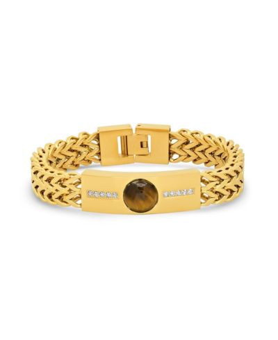 Браслет STEELTIME Tiger Eye и имитация бриллиантов с двойным звеном Wheat