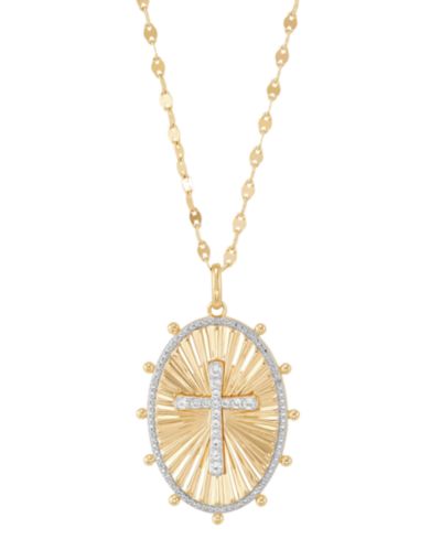 Подвеска-кулон Macy's с белым сапфиром и бриллиантами, 14k Gold-Plated Sterling Silver, 16" + 2" extender