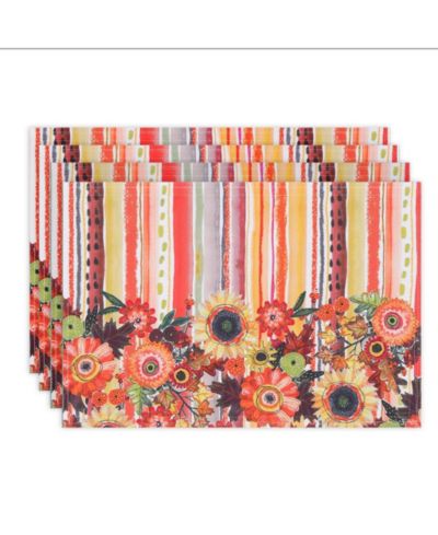 Laural Home Harvest Snippets Set of 4 Placemats, 13" x 19"