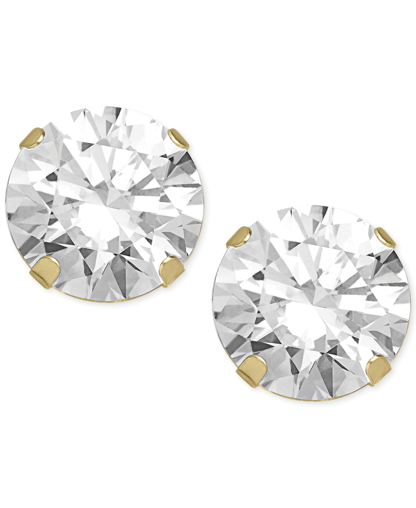 Серьги-гвоздики с цирконием, 14k Gold или 14k White Gold