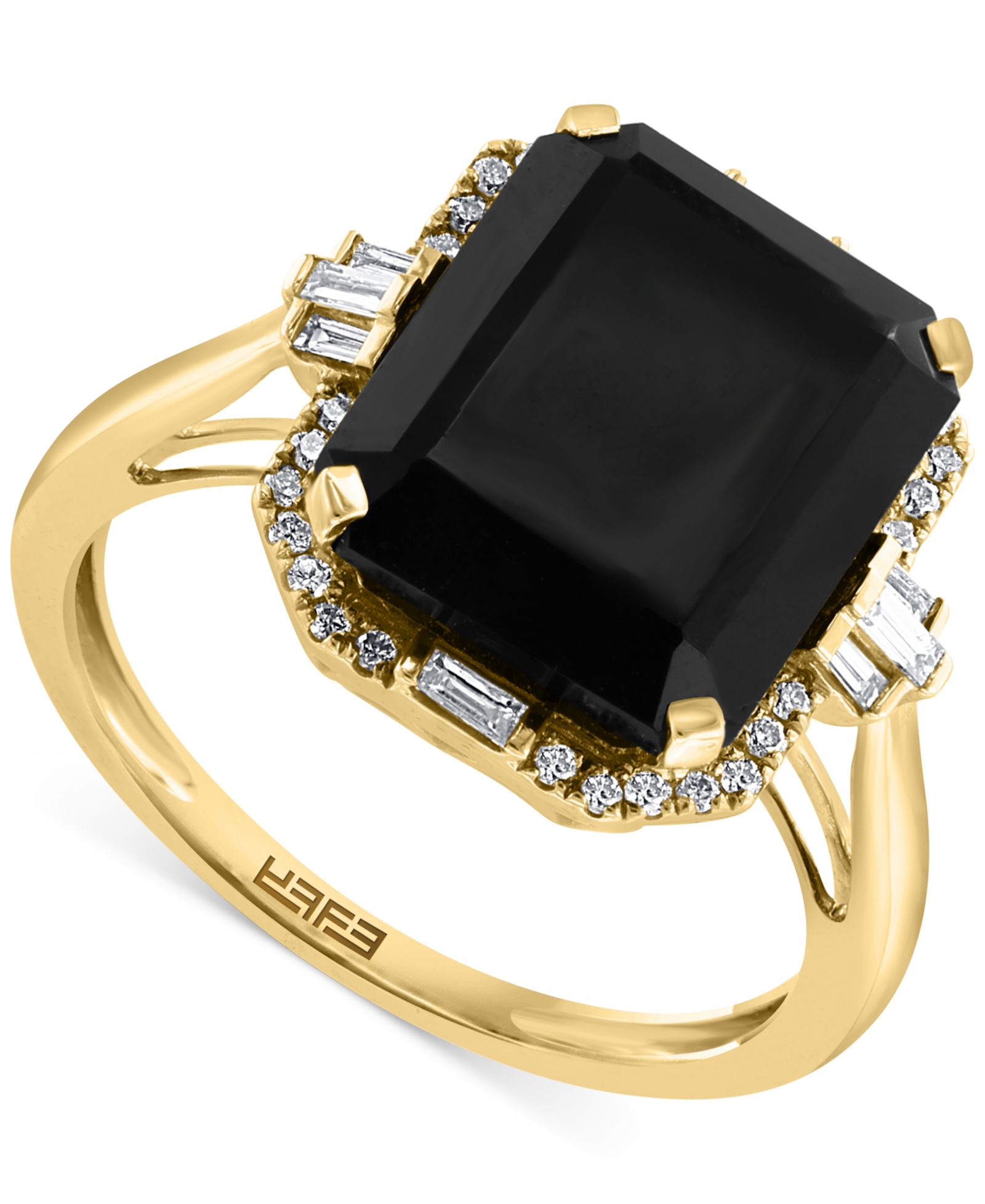 Кольцо EFFY® Onyx & Diamond Halo в 14k Gold