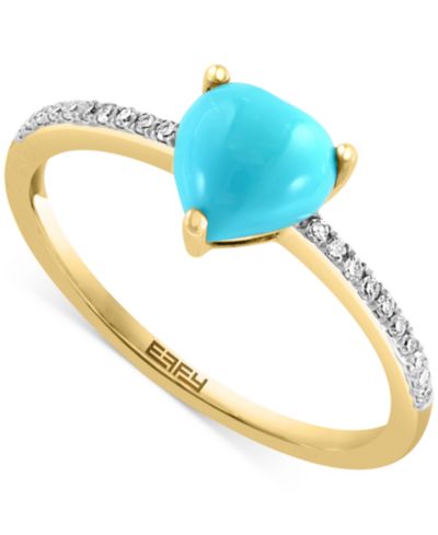 Кольцо EFFY® Turquoise & Diamond 1/10 ct. t.w. Heart в 14k Gold