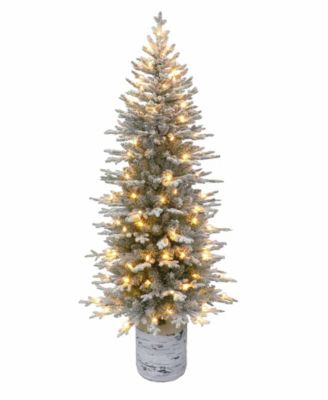 Елка Puleo International 6' Pre-Lit Potted Flocked Arctic Fir Pencil Tree с LED Lights