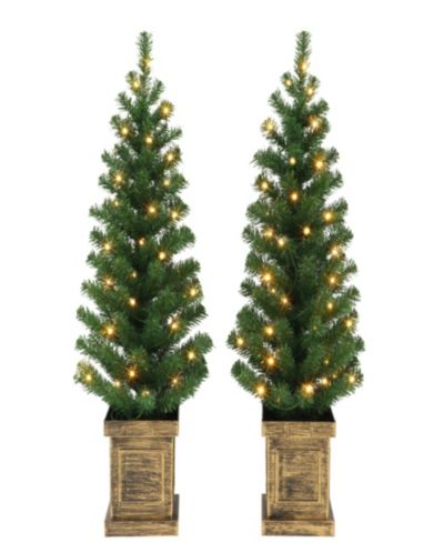 Декоративные деревья Puleo 3.5' B/O Potted Pre-Lit 35 Warm White LED Lights Set of 2