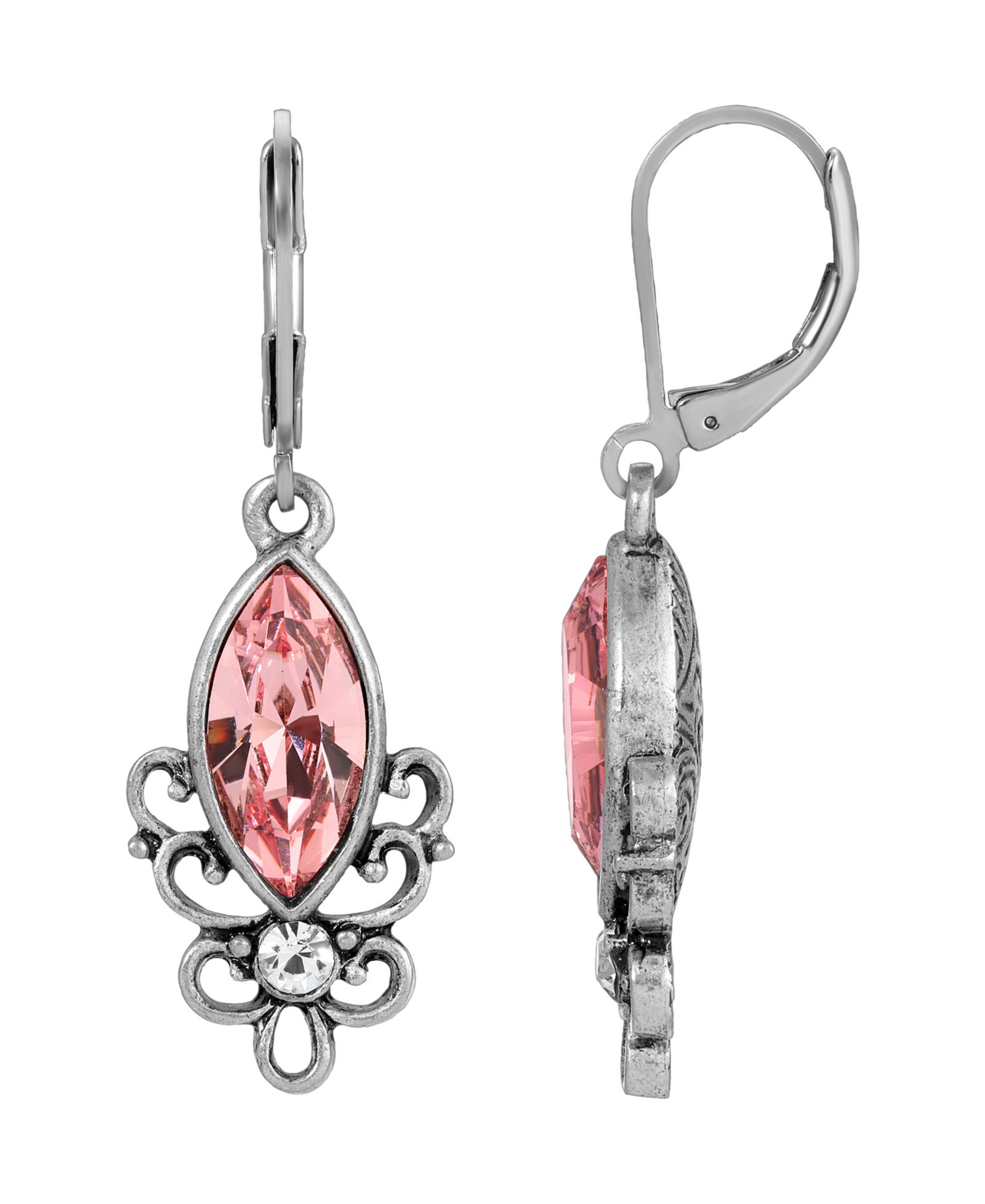 Серьги 2028 Pewter Pink Filigree Drop