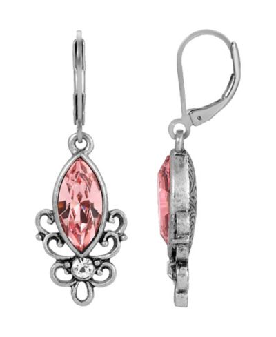 Серьги 2028 Pewter Pink Filigree Drop
