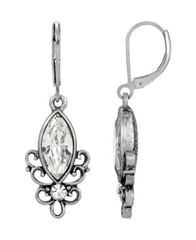 2028 Серьги-подвески с хрустальной филигранью Pewter Crystal Filigree Drop Earring