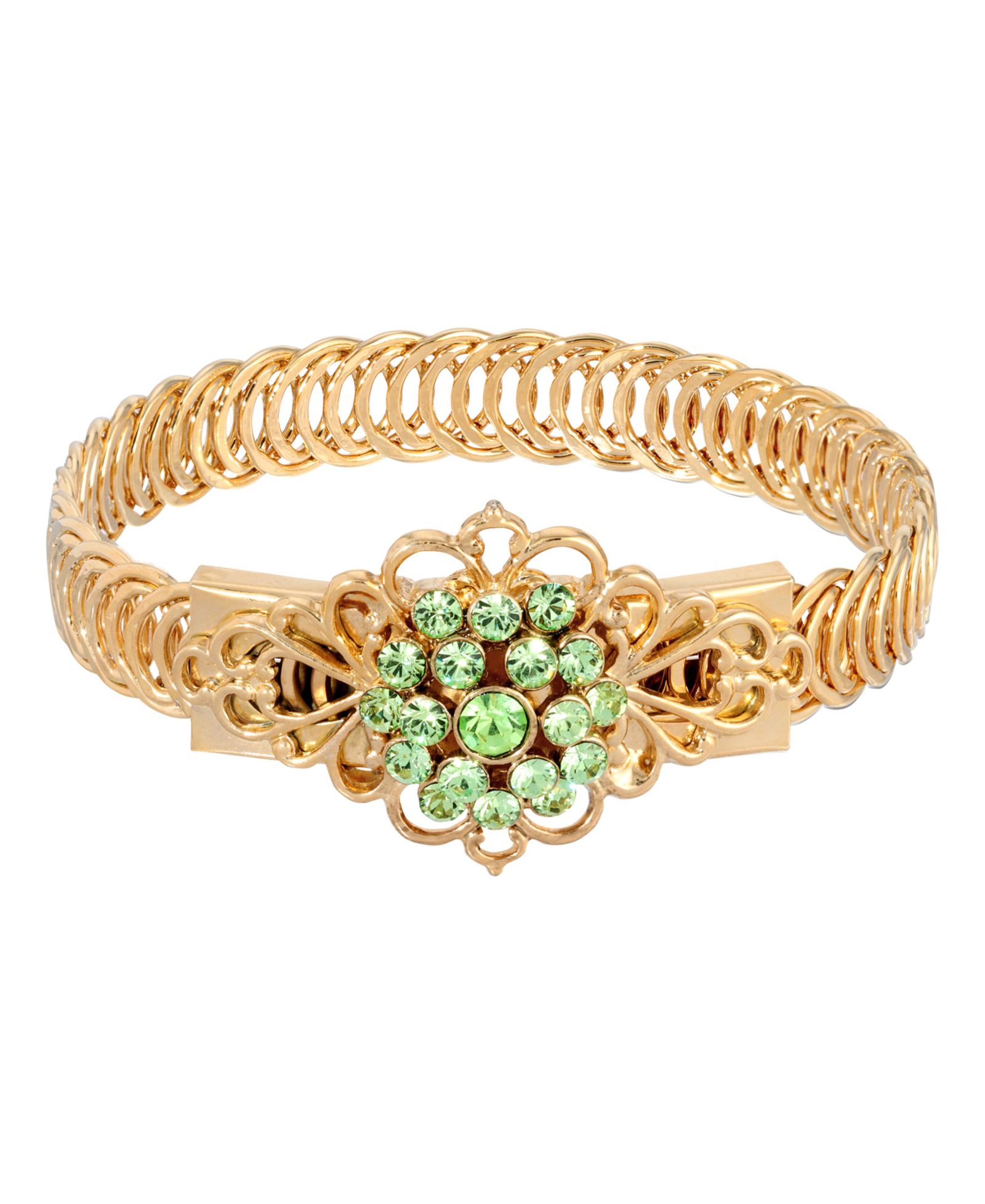 Браслет 2028 14K Gold-tone Green Flower Overlay