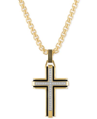 Мужская подвеска Esquire Men's Jewelry Diamond Religious Cross 22" (1/6 ct. t.w.)