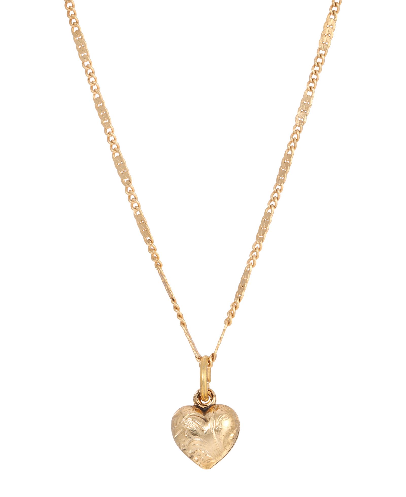 Ожерелье 2028 14k Gold-Plated Small Puffed Heart Floral Pattern