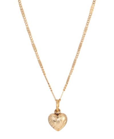 2028 14k Gold-Plated Small Puffed Heart Floral Pattern Necklace