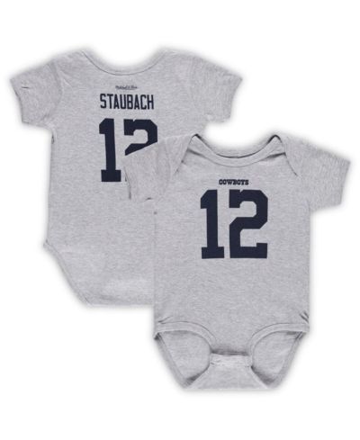 Боди Mitchell & Ness Roger Staubach Heathered Gray Dallas Cowboys для младенцев