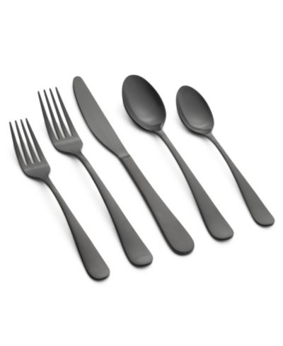 Cambridge Silversmiths Rhiannon Black Satin 45 Piece Flatware Set, Service For 8