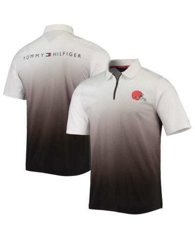 Мужская рубашка Tommy Hilfiger White, Brown Cleveland Browns Rory Quarter-Zip Polo Shirt