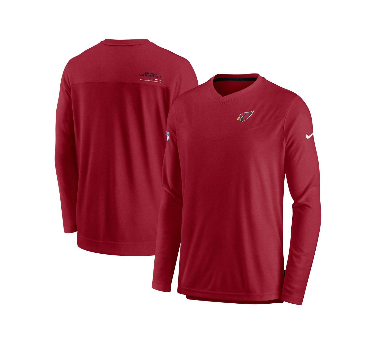 Men's Nike Cardinal Arizona Cardinals 2022 Sideline Coach Chevron Lock Up Performance Long Sleeve T-shirt