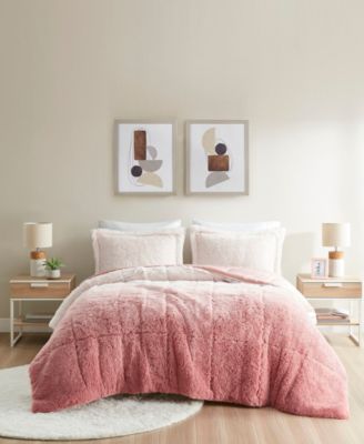 Intelligent Design Brielle Ombre Shaggy Faux Fur 3-Pc. Comforter Set, Full/Queen