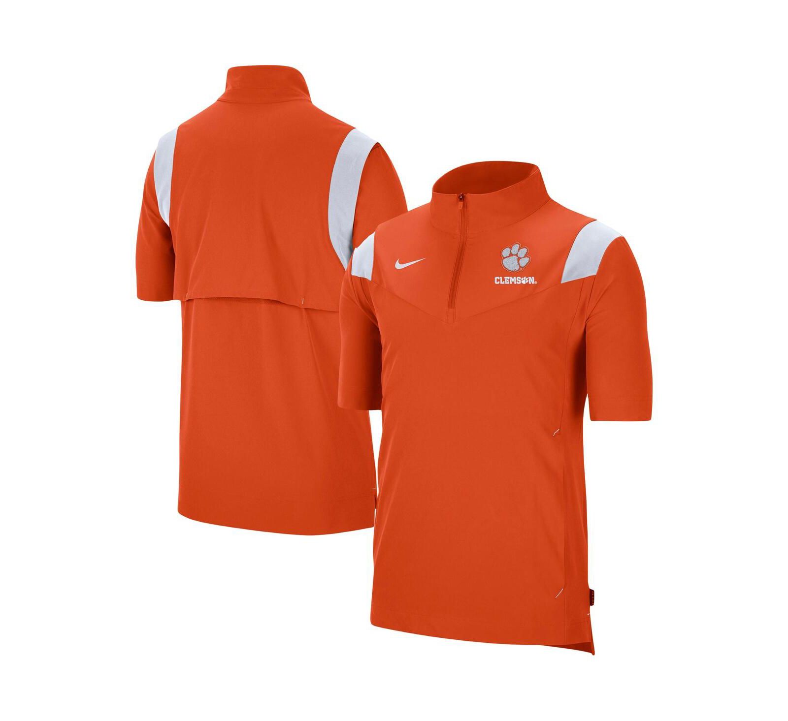 Men's Nike Orange Clemson Tigers Coach Short Sleeve Quarter-Zip Jacket
