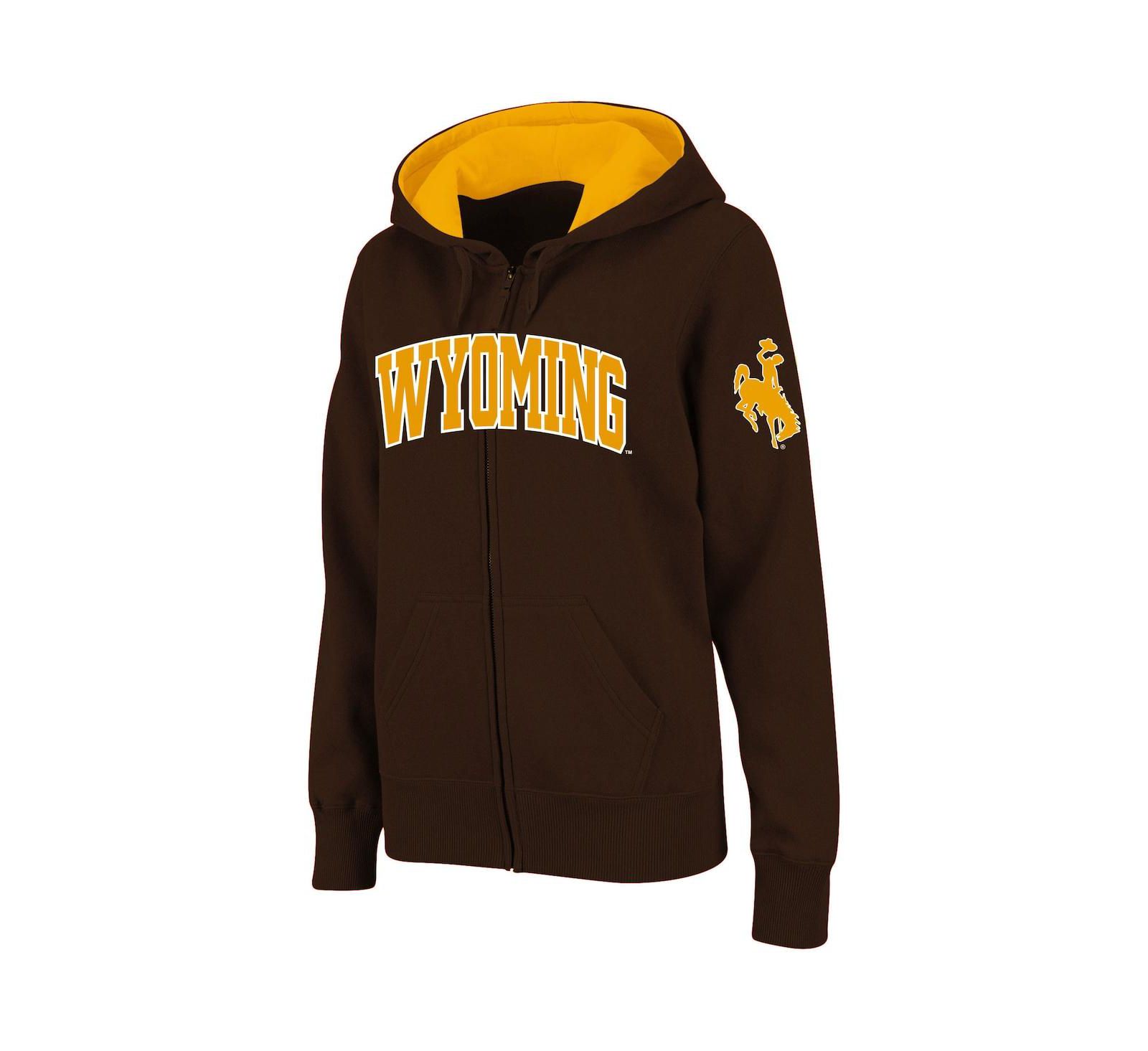 Женский худи Colosseum Brown Wyoming Cowboys Arched Name Full-Zip Hoodie