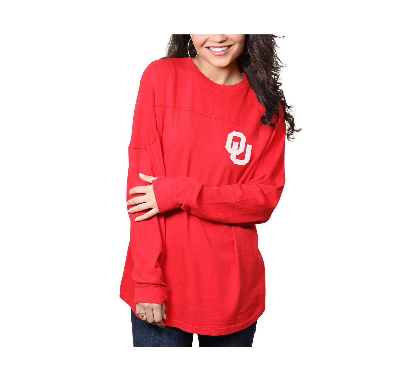 Женская футболка Pressbox Crimson Oklahoma Sooners The Big Shirt Oversized Long Sleeve