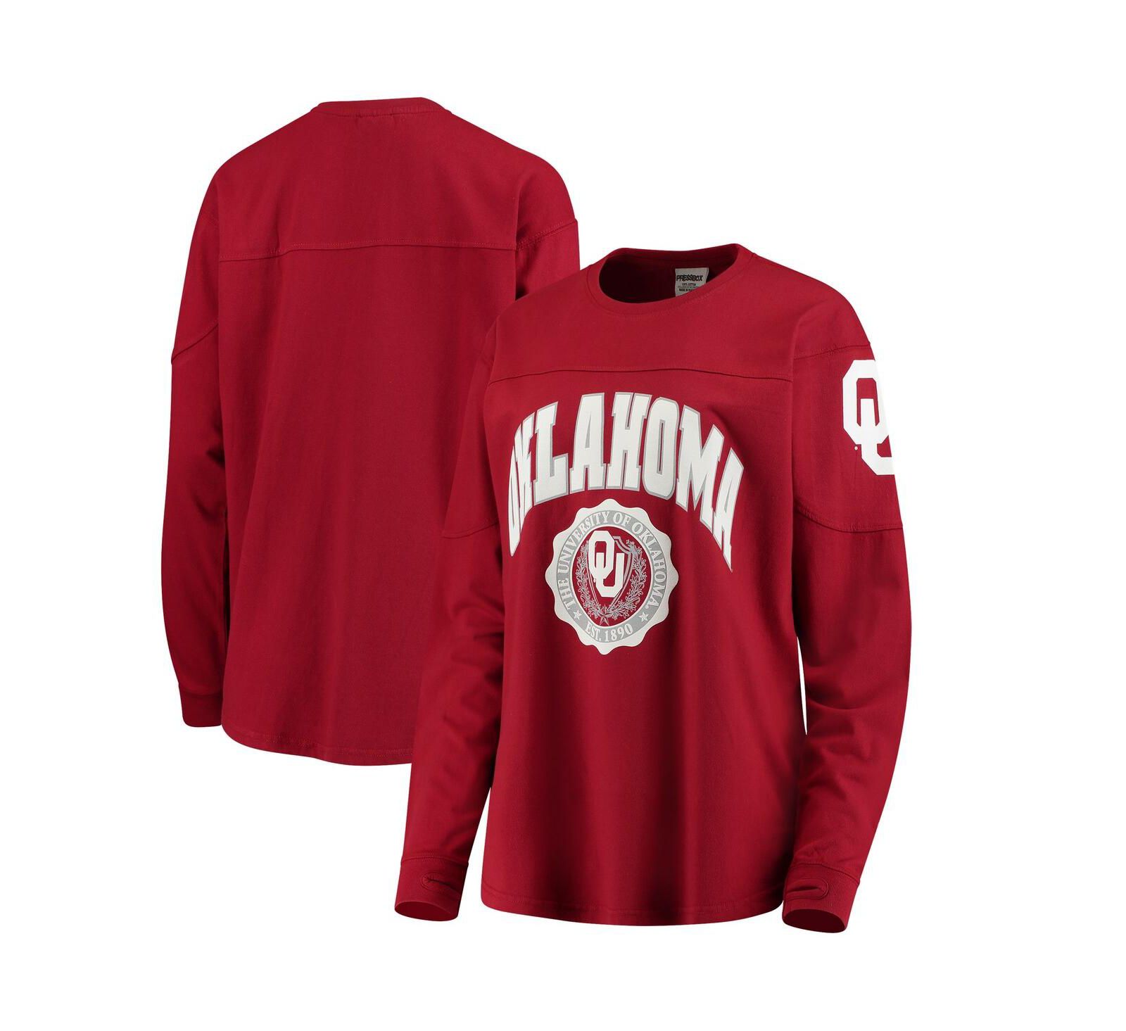 Женская футболка Pressbox Crimson Oklahoma Sooners Edith с длинным рукавом