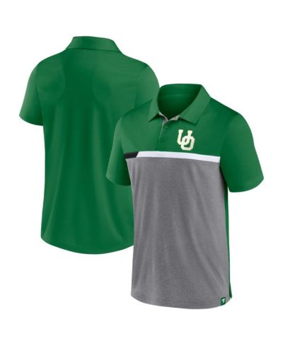 Мужское поло Fanatics Oregon Ducks Split Block Color Block, Green и Heathered Gray