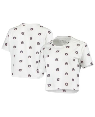 Женская футболка Boxercraft White Auburn Tigers Cropped Allover Print
