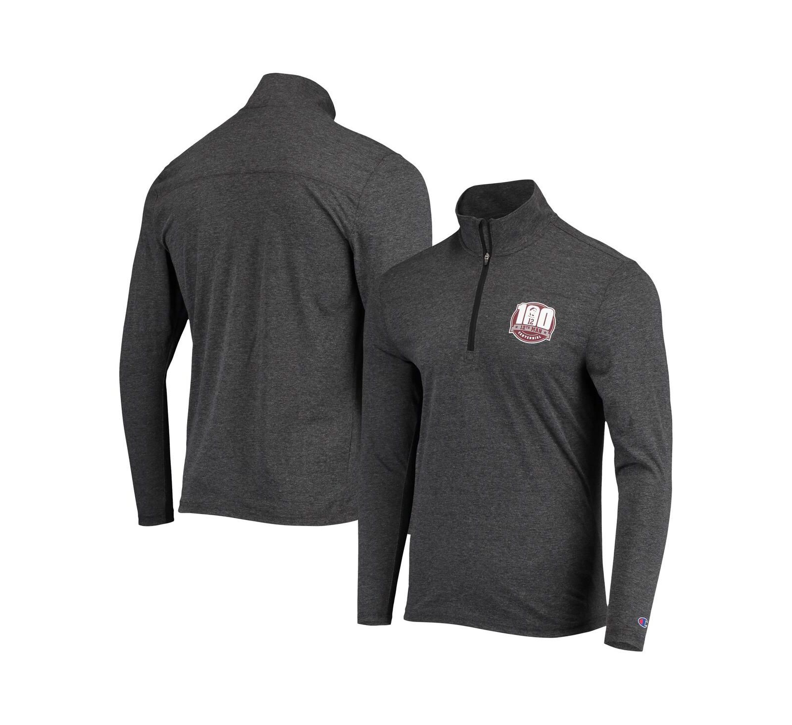 Men's Champion Heathered Black Texas A&M Aggies 12th Man Centennial Field Day Quarter-Zip Jacket