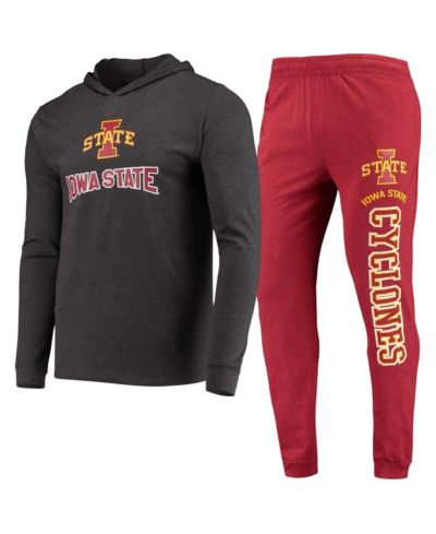 Men's Concepts Sport Cardinal, Charcoal Iowa State Cyclones Meter Long Sleeve Hoodie T-shirt and Jogger Pants Sleep Set