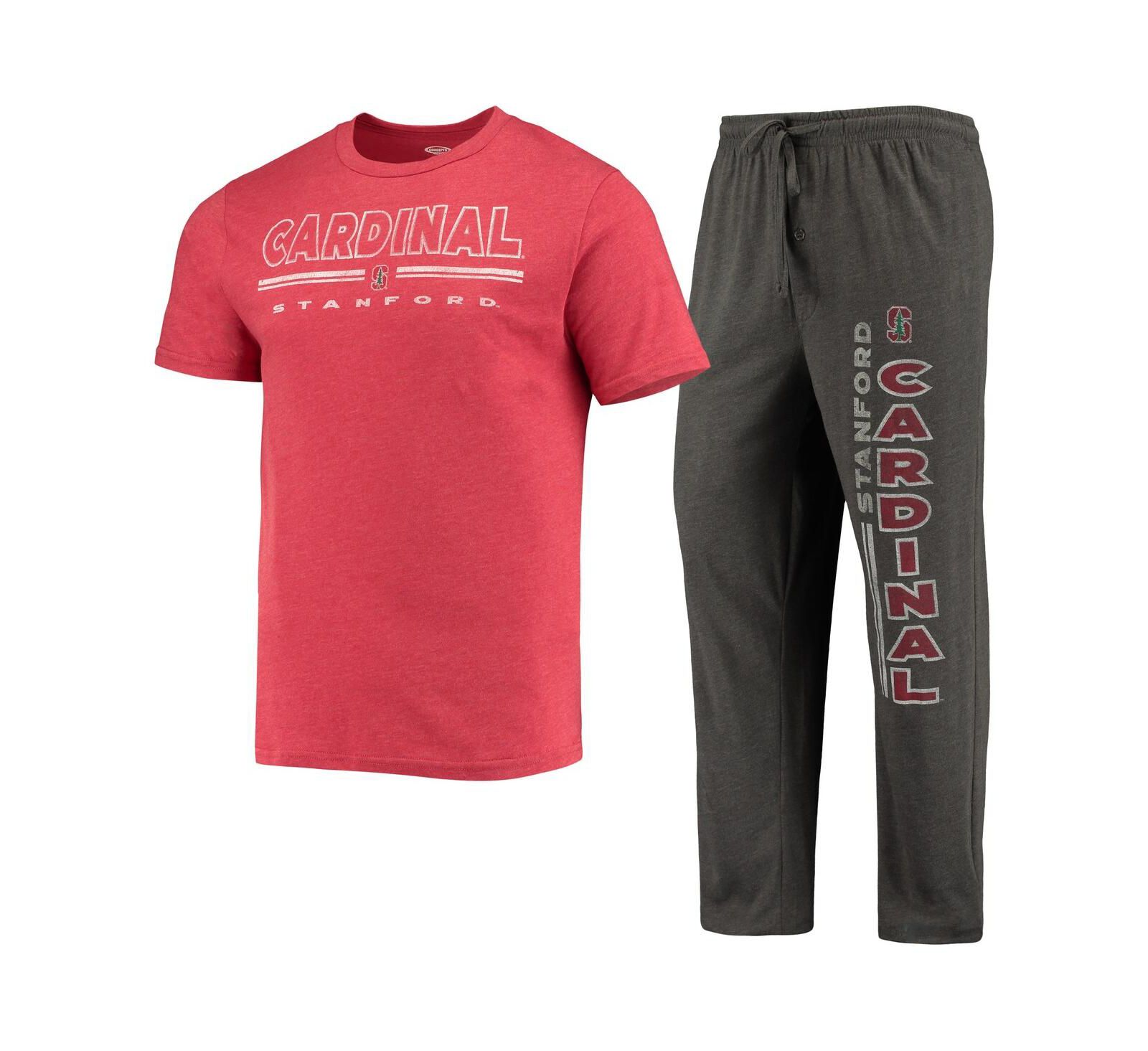 Men's Concepts Sport Heathered Charcoal, Cardinal Stanford Cardinal Meter T-shirt and Pants Sleep Set