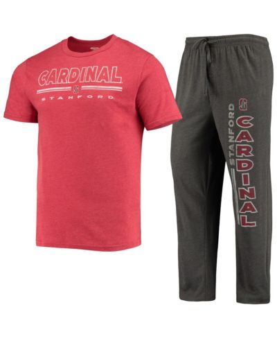 Men's Concepts Sport Heathered Charcoal, Cardinal Stanford Cardinal Meter T-shirt and Pants Sleep Set