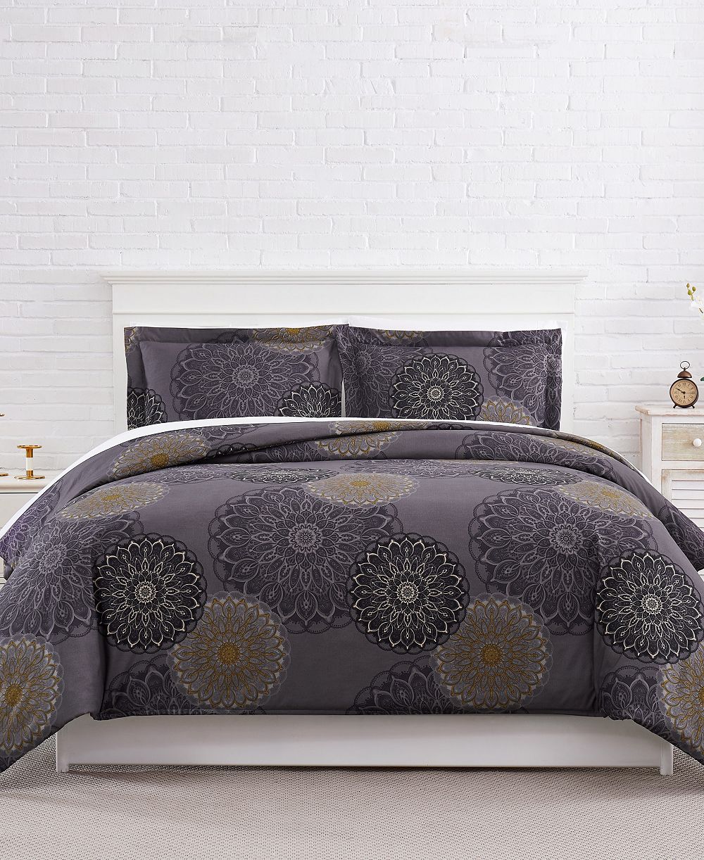 Southshore Fine Linens Midnight Floral 3-Pc. Comforter Set, King