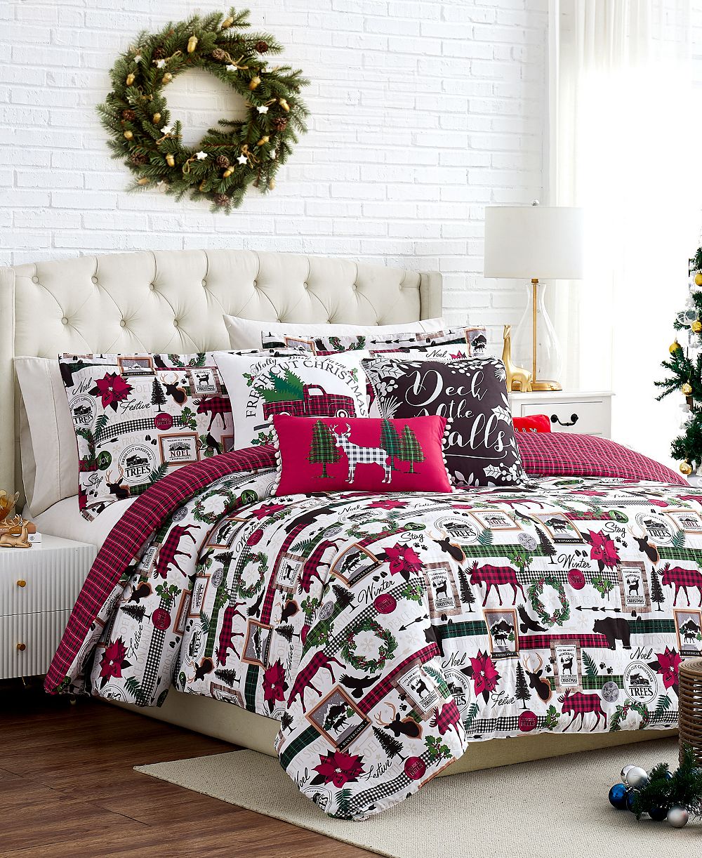 Southshore Fine Linens Рождественский реверсивный комплект покрывал Merry Town, Twin