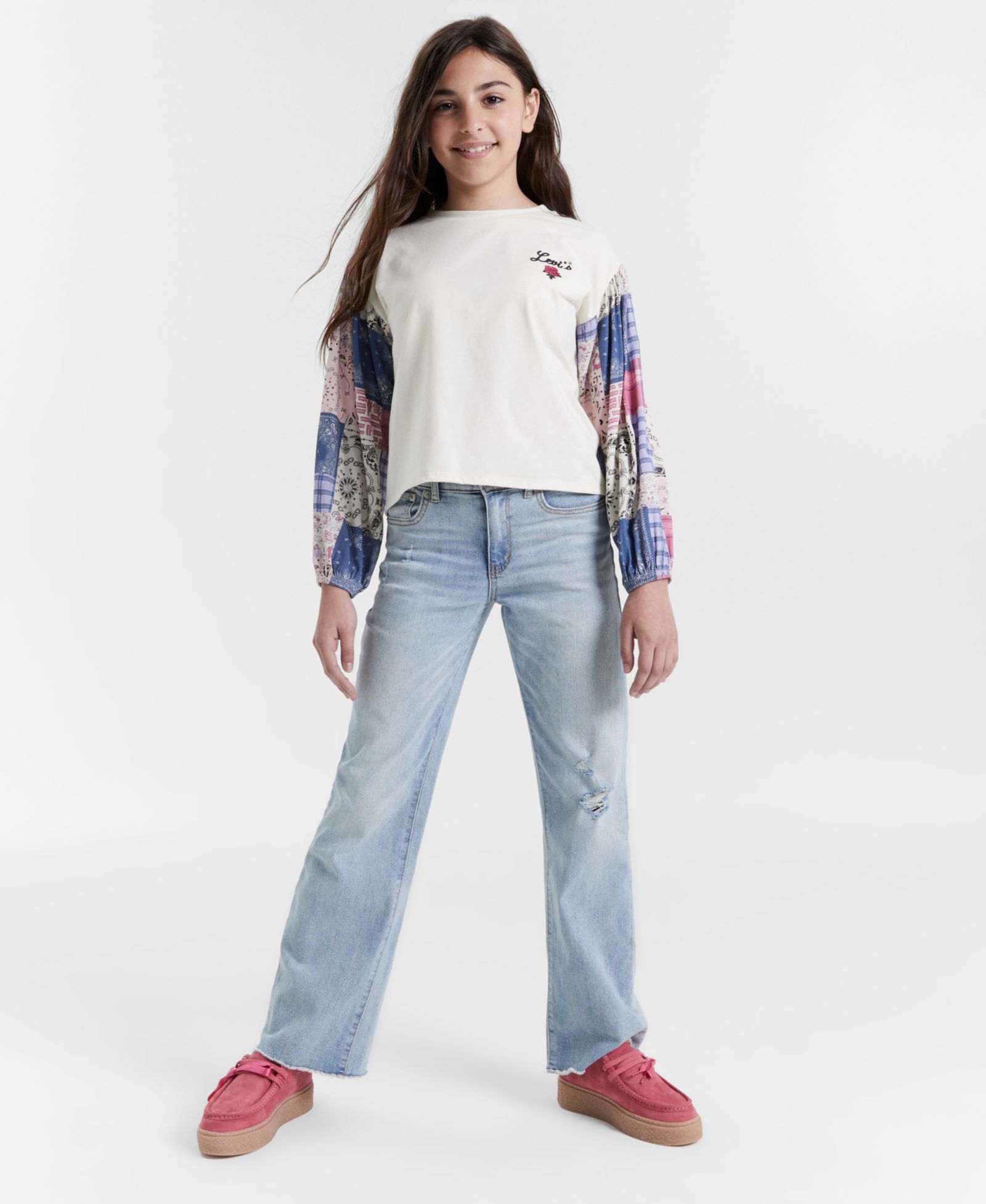 Джинсы Levi's для девочек Vintage-Like с высокой посадкой и широкими штанинами, 7-16