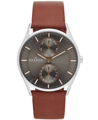 Мужские часы Skagen Men's Holst Brown Leather Strap 40mm SKW6086