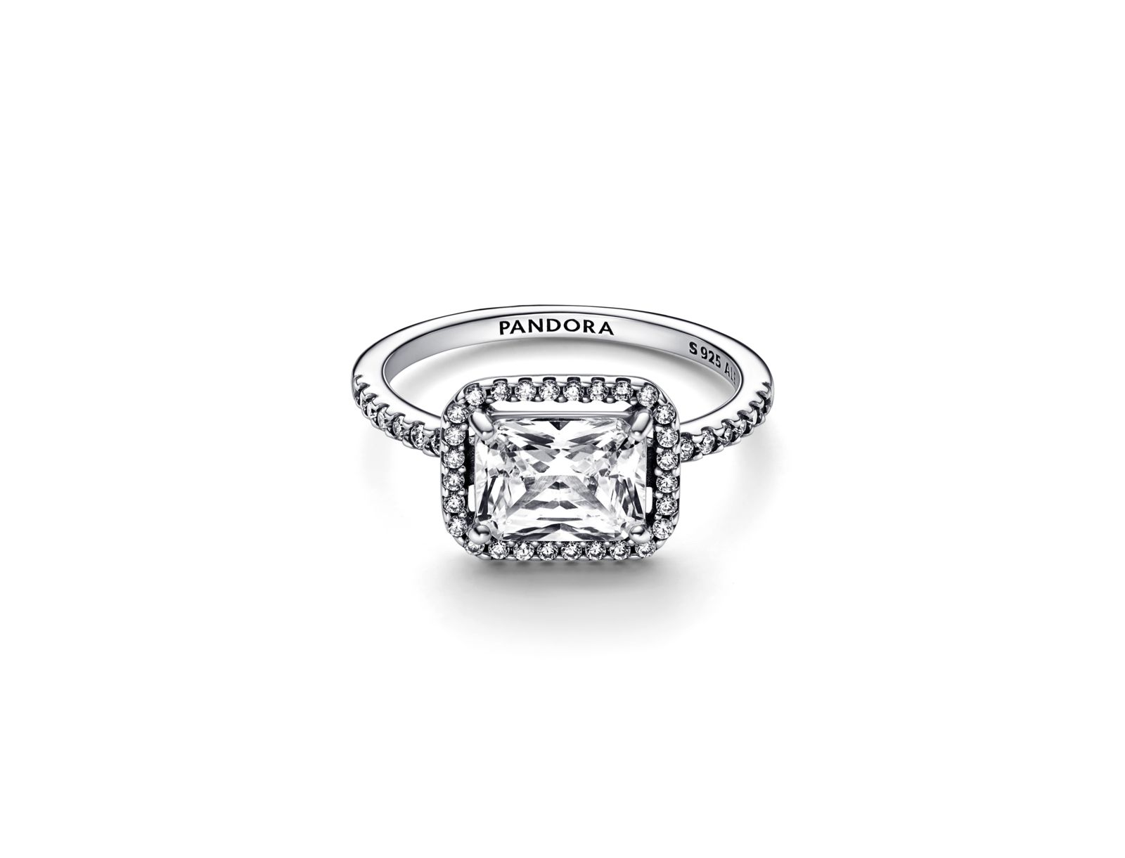 Pandora Cubic Zirconia Timeless Rectangular Sparkling Halo Ring