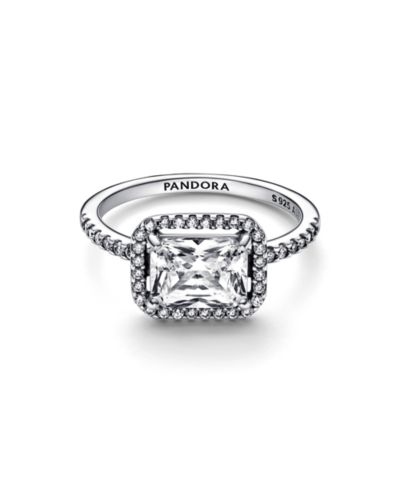 Pandora Cubic Zirconia Timeless Rectangular Sparkling Halo Ring
