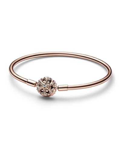Pandora браслет-бэнгл с застежкой-снежинкой, покрытие Rose Gold