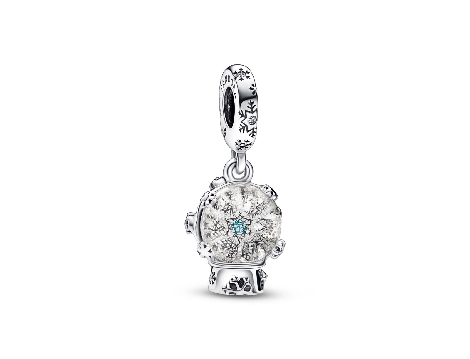 Pandora Cubic Zirconia Snowflake Snow Globe Dangle Charm
