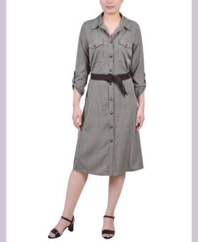 Рубашка-платье NY Collection Petite 3/4 Roll Tab Sleeve