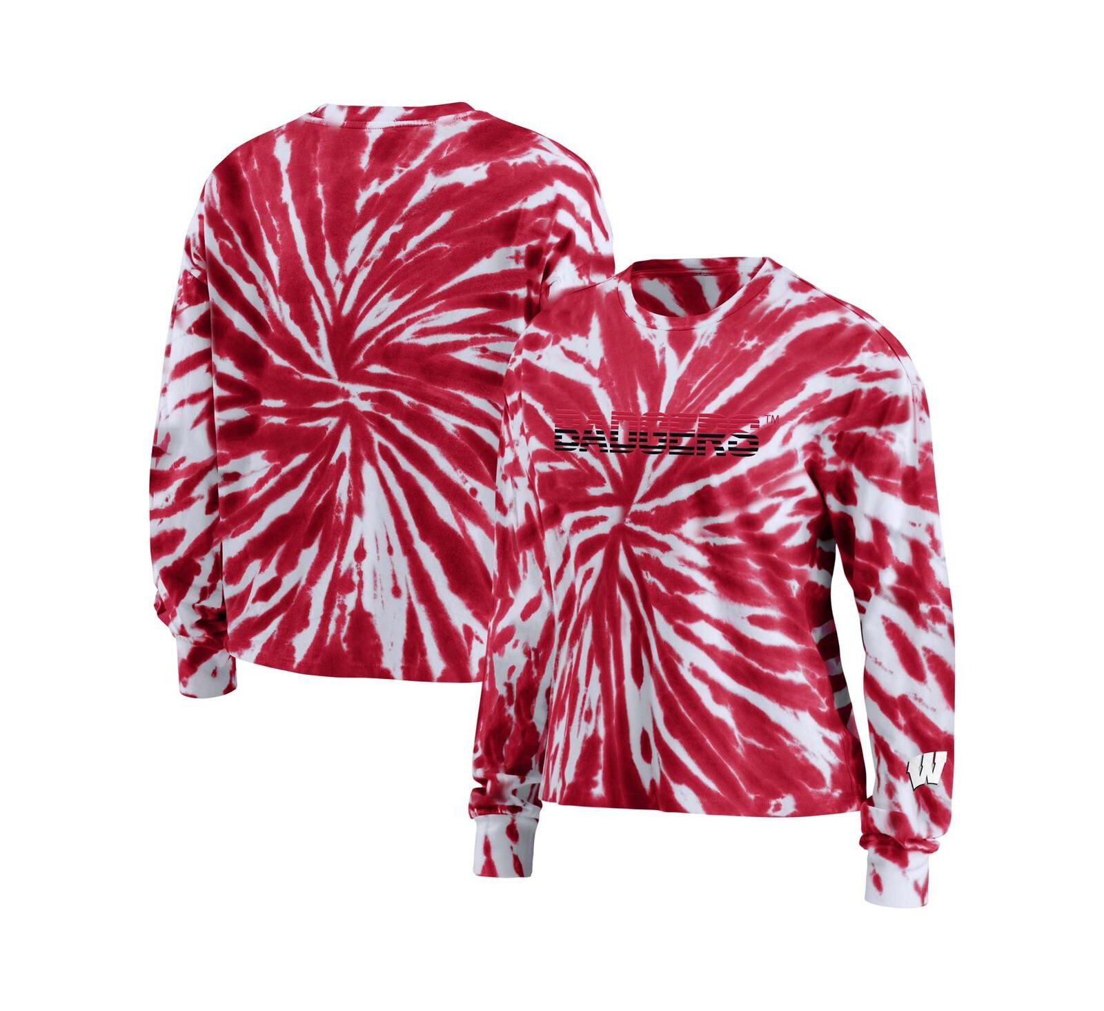 Женская футболка WEAR by Erin Andrews Wisconsin Badgers Tie-Dye, красная