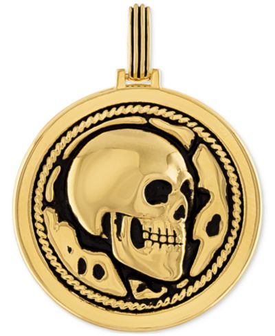 Мужской кулон Esquire Men's Jewelry Skull Disc в 14k Gold-Plated Sterling Silver