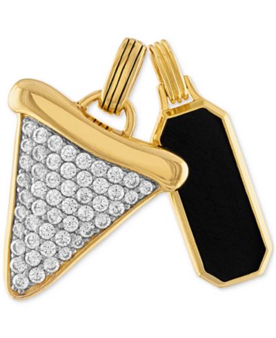 Мужской набор украшений Esquire Onyx Dog Tag и Shark Tooth в 14k позолоченном серебре