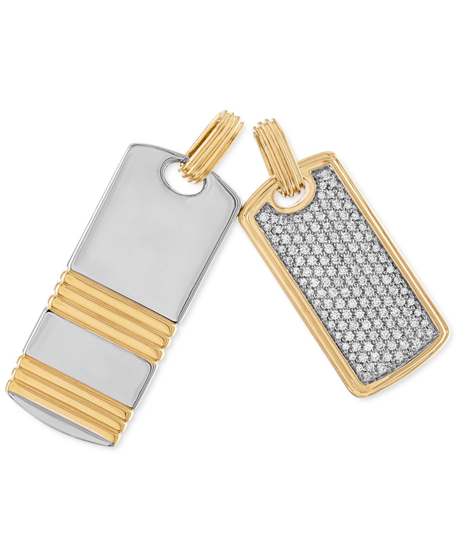 Esquire Men's Jewelry комплект из 2-х подвесок: кулон с цирконием и жетон из стерлингового серебра и 14k Gold-Plate
