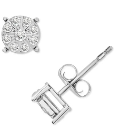 Серьги-гвоздики с бриллиантовым кластером (1/5 ct. t.w.) из стерлингового серебра