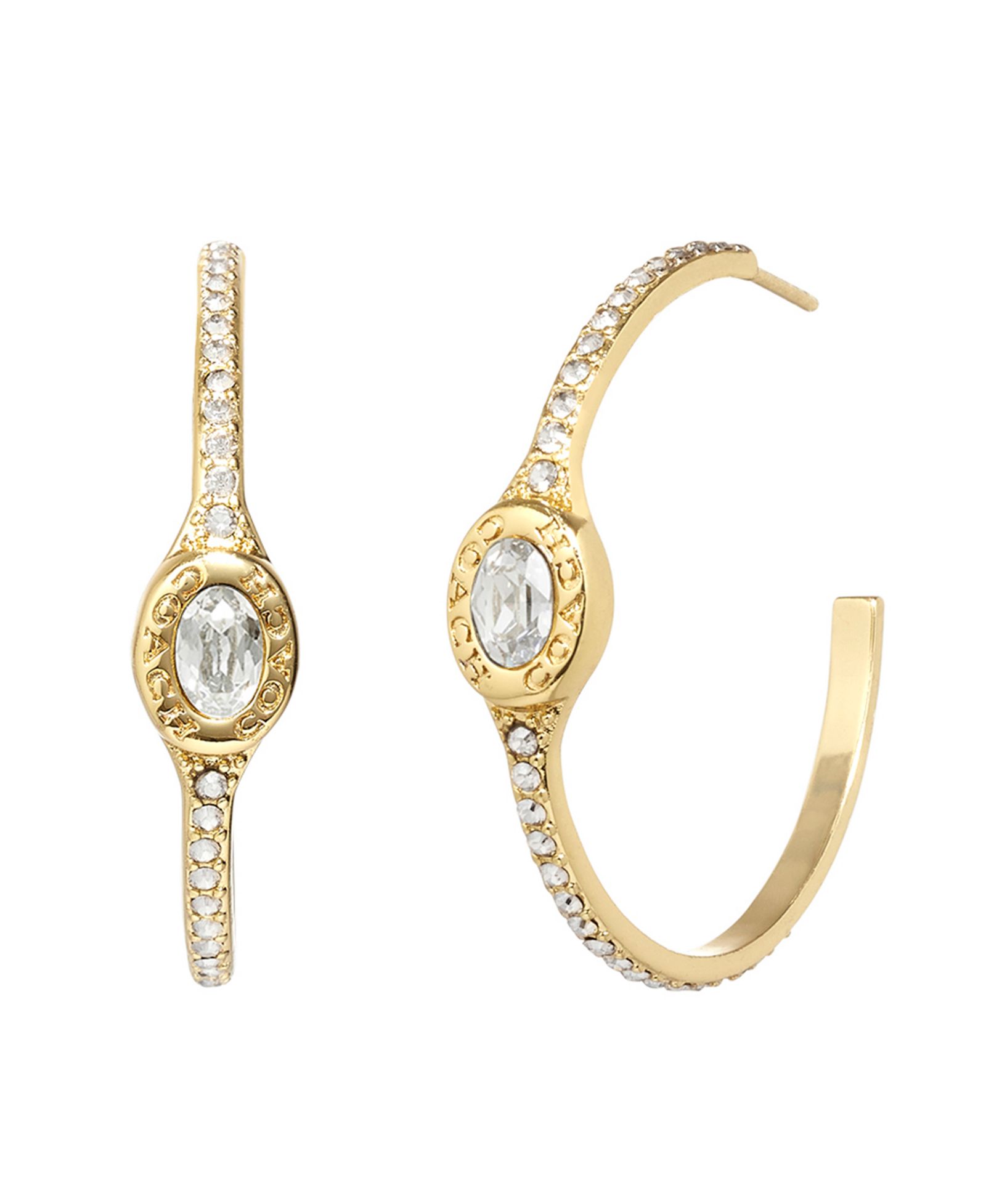 Серьги-кольца COACH Signature Crystal Stone Pave