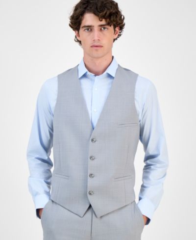 Bar III Мужской приталенный жилет Sharkskin Suit, Created for Macy's